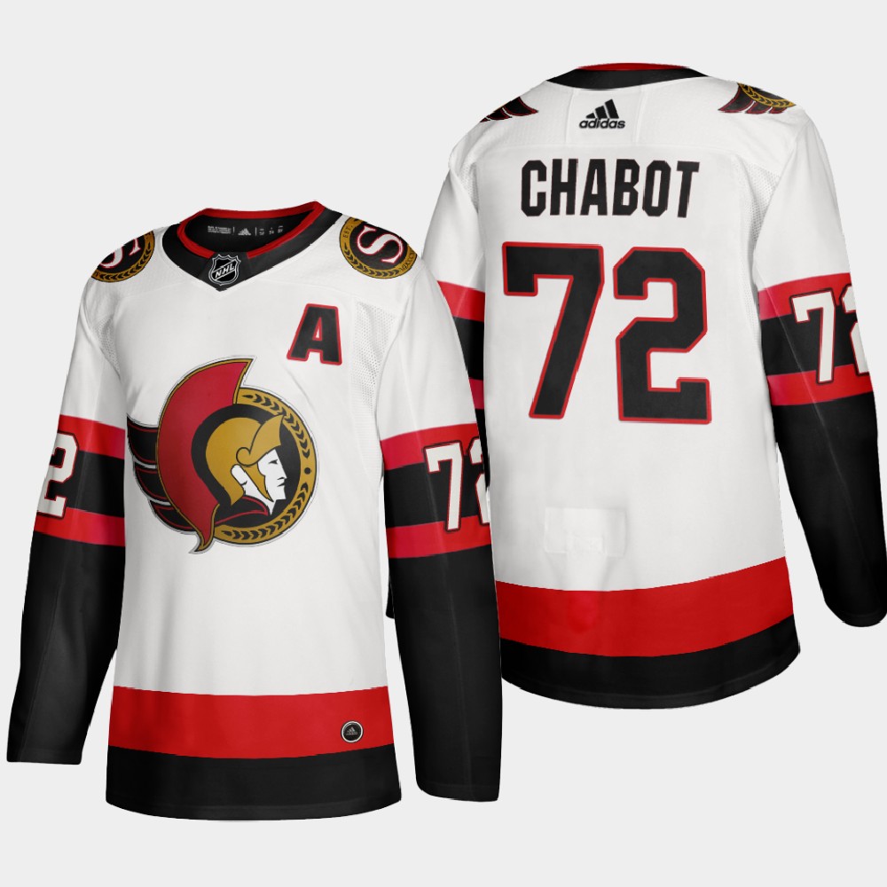 Ottawa Senators #72 Thomas Chabot Men Adidas 2020 Authentic Player Away Stitched NHL Jersey White